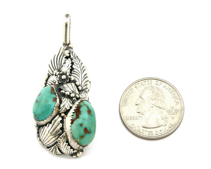 Navajo Pendant .925 Silver Bisbee Turquoise Signed Tom Willeto C.80's