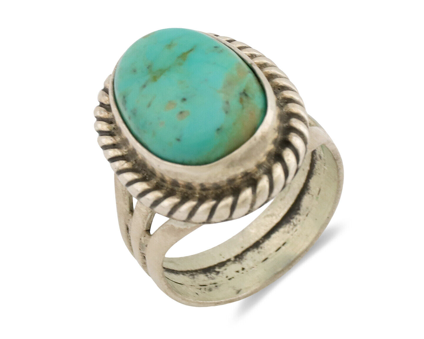 Navajo Ring .925 Silver Natural Kingman Turquoise Native American Artist C.1980s