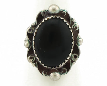 Navajo Ring 925 Silver Natural Mined Onyx Artist Signed BDLE C.80's