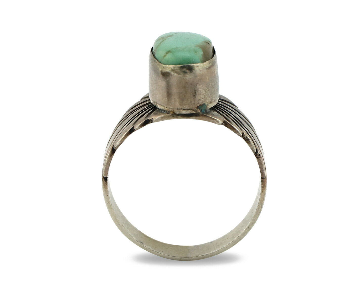 Navajo Ring .925 Silver Kingman Turquoise Artist Signed Apache C.80's