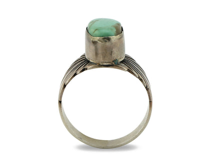 Navajo Ring .925 Silver Kingman Turquoise Artist Signed Apache C.80's