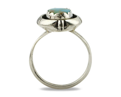 Navajo Ring .925 Silver Kingman Turquoise Handmade Native American Artist C80s