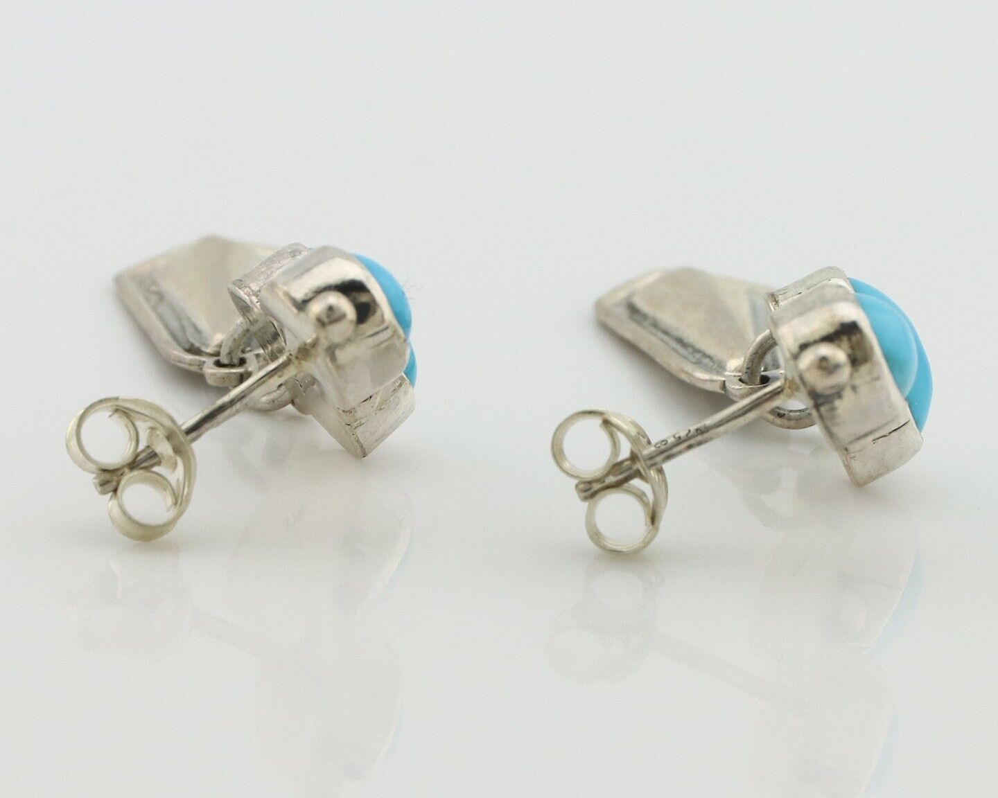 Navajo Earrings 925 Silver Natural Blue Turquoise Native American Earrings C80's