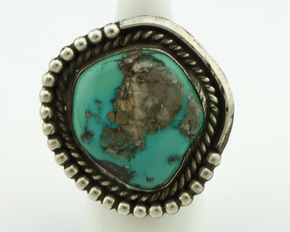 Navajo Ring .925 Silver Morenci Turquoise Native American Artist C.80's