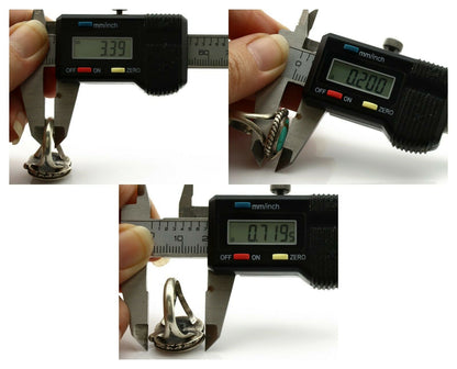 Navajo Ring .925 Silver Kingman Turquoise Artist Signed Sun C.1980's