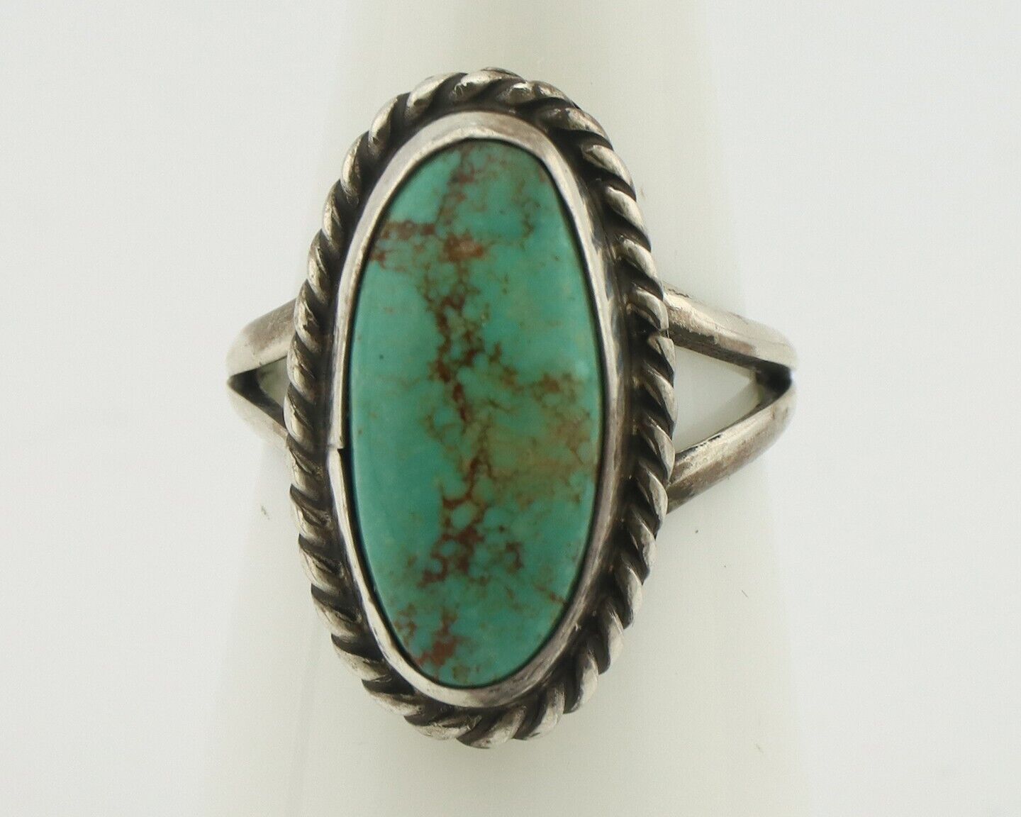Navajo Ring 925 Silver Natural Blue Kingman Turquoise Native Artist C.80's