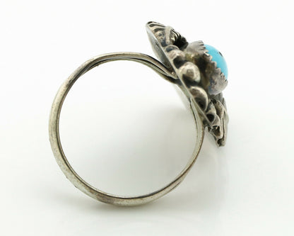 Navajo Ring .925 Silver Turquoise & Coral Artist Signed Thomas Singer C.80's