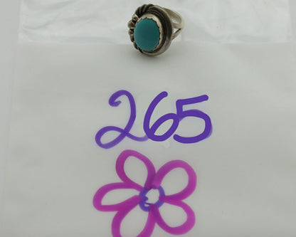 Navajo Ring .925 Silver Natural Blue Turquoise Native American Artist C.1980's