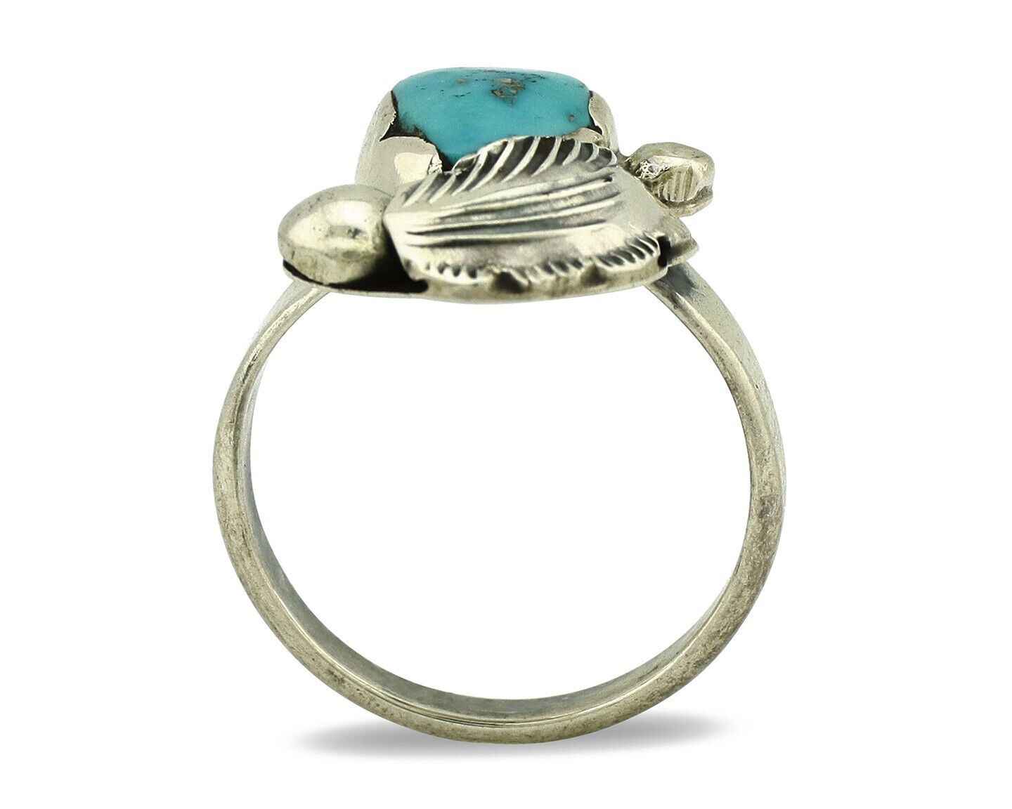 Zuni Ring 925 Silver Natural Blue Gem Turquoise Artist Signed Simplicio C.80's