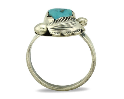 Zuni Ring 925 Silver Natural Blue Gem Turquoise Artist Signed Simplicio C.80's