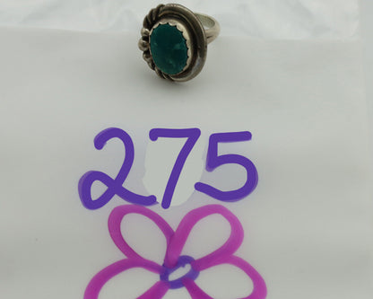 Navajo Ring .925 Silver Natural Aqua Turquoise Native American Artist C.1980's
