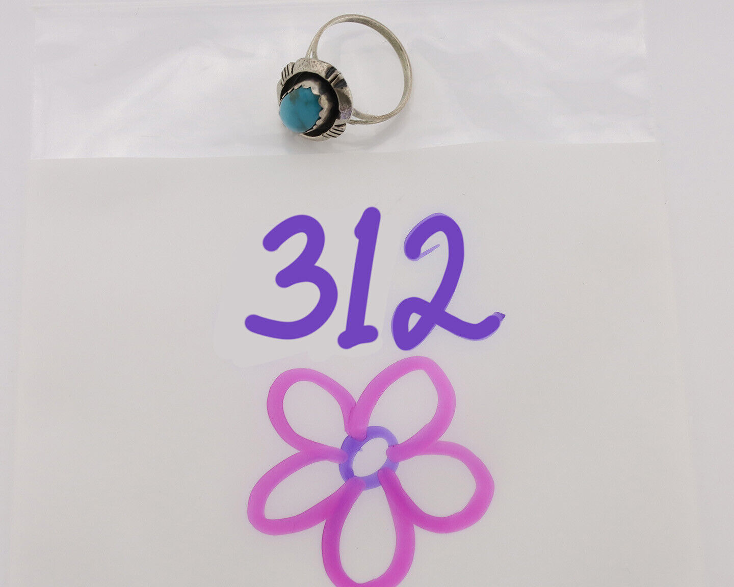 Navajo Ring .925 Silver Turquoise Native American Artist C.1980's