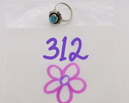 Navajo Ring .925 Silver Turquoise Native American Artist C.1980's
