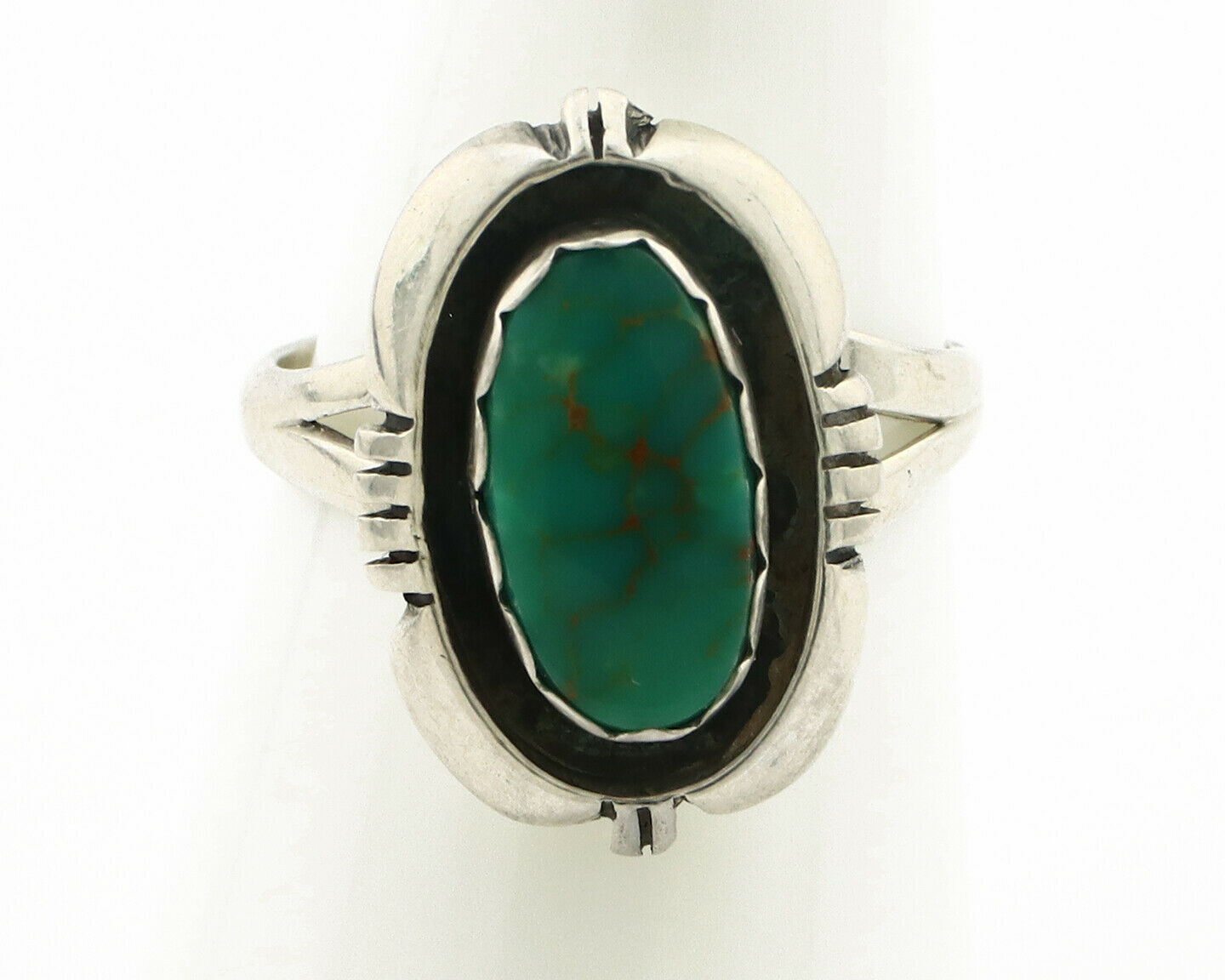 Navajo Ring .925 Silver Kingman Turquoise Handmade Native American Artist C.80's