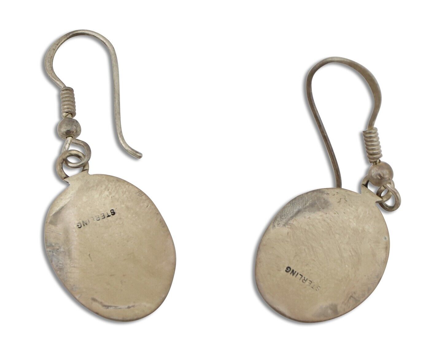 Navajo Earrings 925 Silver Natural Black Onyx Artist Signed T C.80's