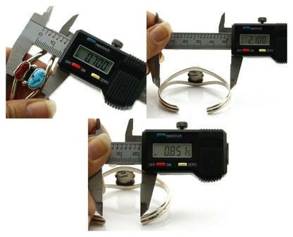 Navajo Bracelet .925 Silver Coral & Turquoise Native American C.90's