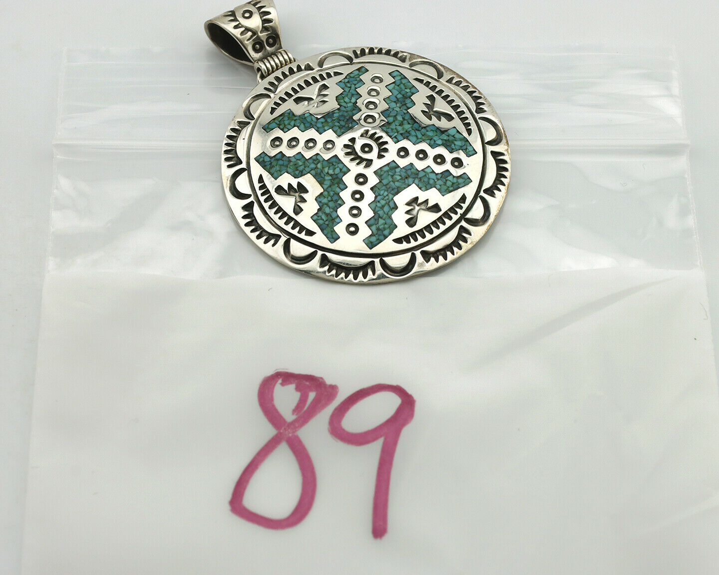 Navajo Necklace .925 Silver Kingman Turquoise Stanley Bain C.80's