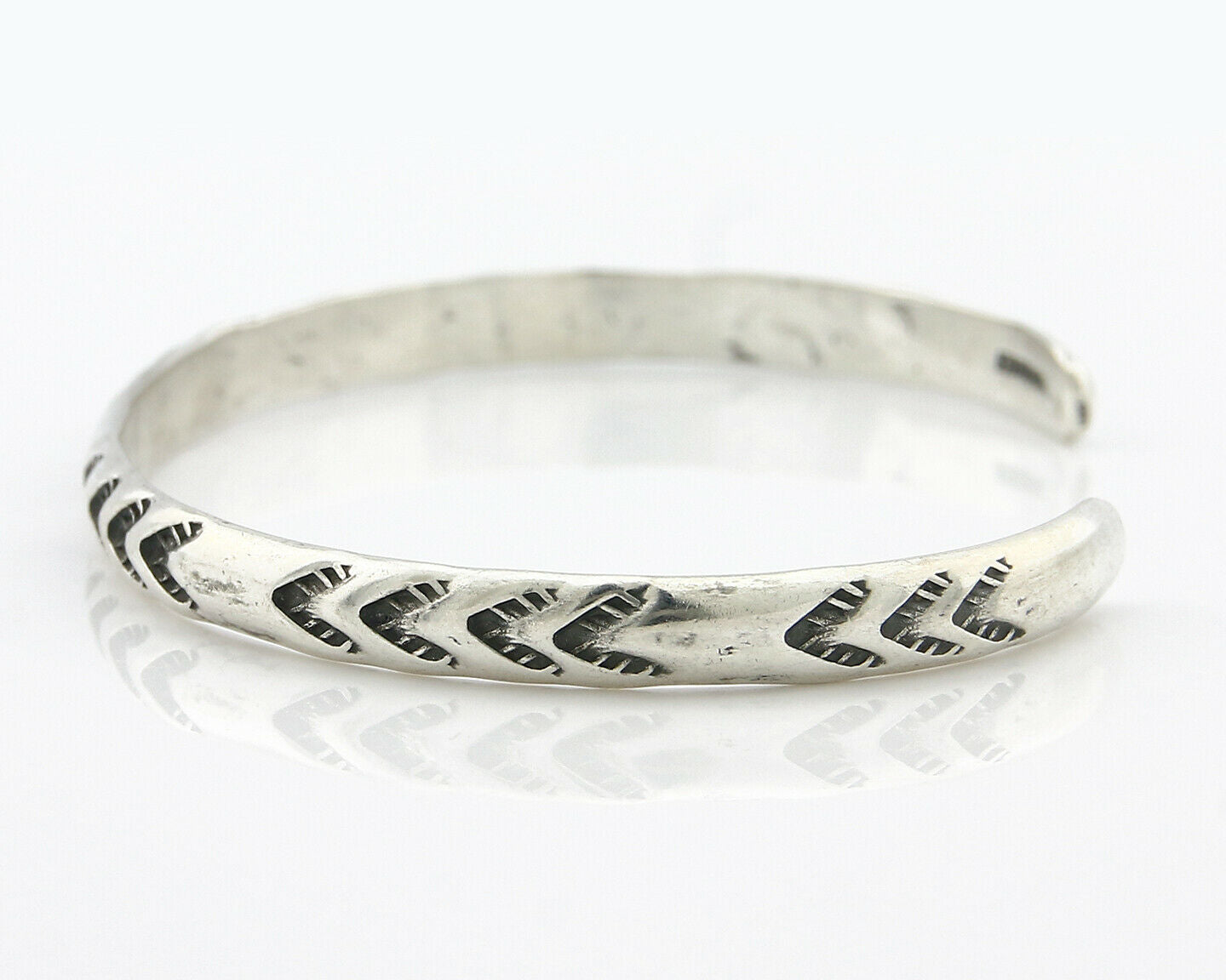 Navajo Bracelet .925 Silver Hand Stamped Arrow Head Artist I Montoya C.80's