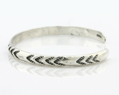 Navajo Bracelet .925 Silver Hand Stamped Arrow Head Artist I Montoya C.80's