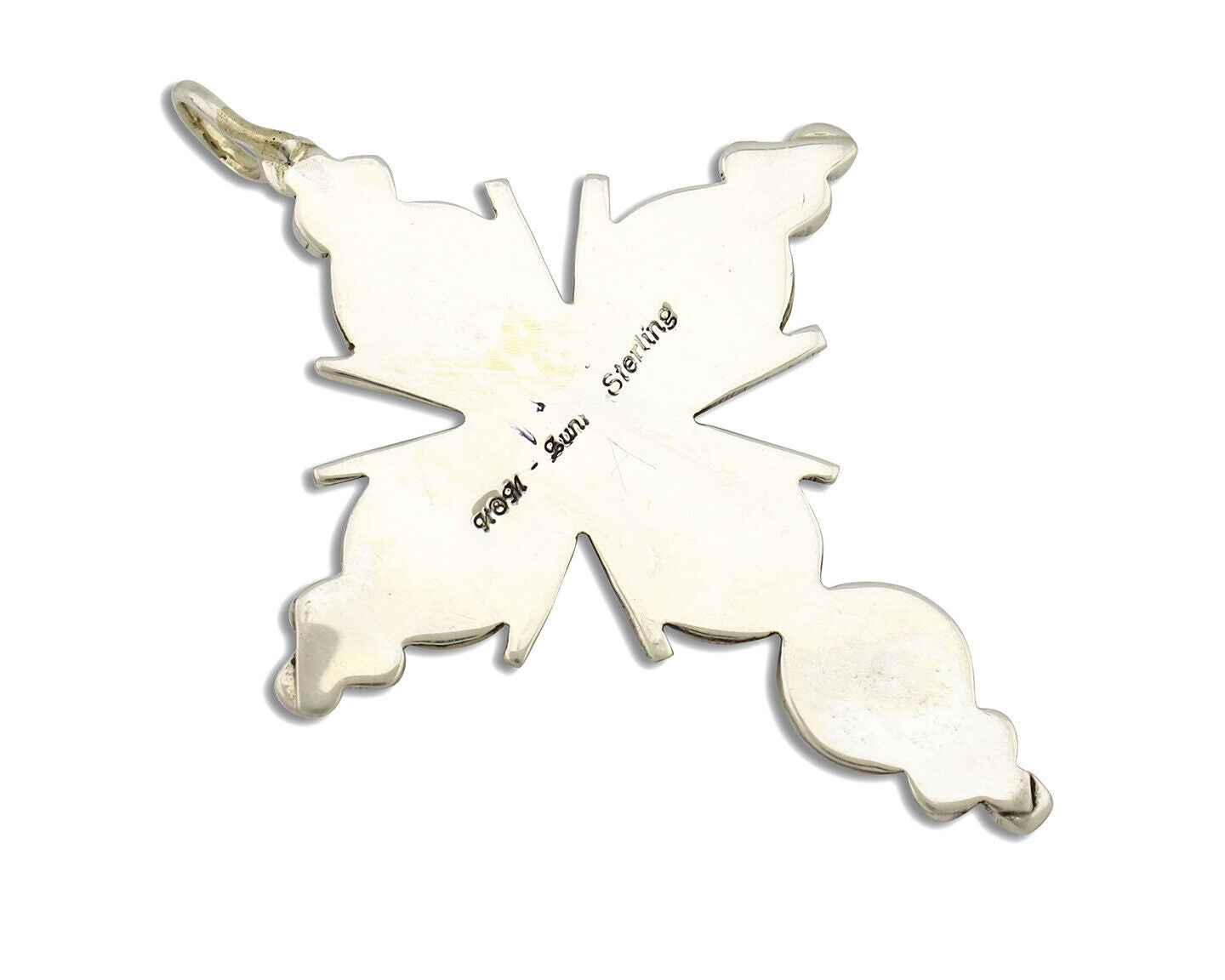 Zuni Handmade Cross Necklace 925 Silver Red Coral Artist Signed NOM? C.80's