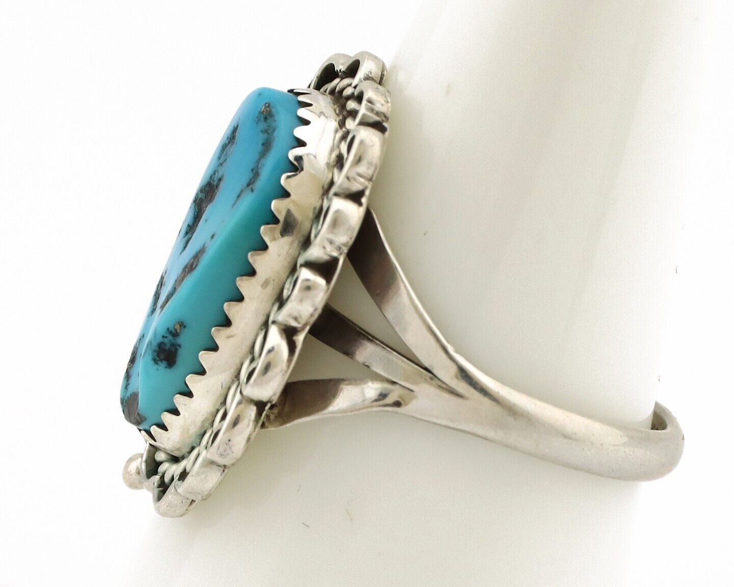 Navajo Ring .925 Silver Sleeping Beauty Turquoise Native American Artist C.80's