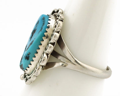 Navajo Ring .925 Silver Sleeping Beauty Turquoise Native American Artist C.80's