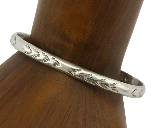 Navajo Bracelet .925 Silver Hand Stamped Arrow Head Artist Montoya C.80's