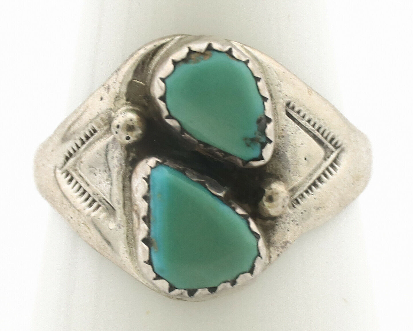 Zuni Ring .925 Silver Natural Blue Turquoise Native American Artist C.1980's