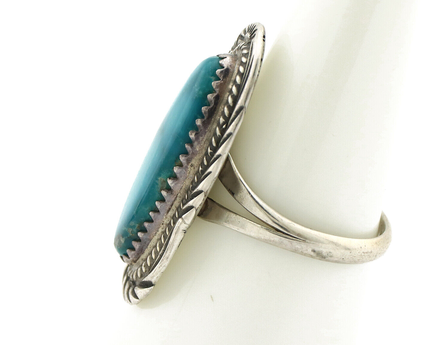 Navajo Ring 925 Silver Natural Blue Turquoise Native American Artist C.1980's
