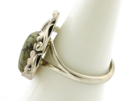 Navajo Ring .925 Silver Spiderweb Turquoise Native American Artist C.1980's