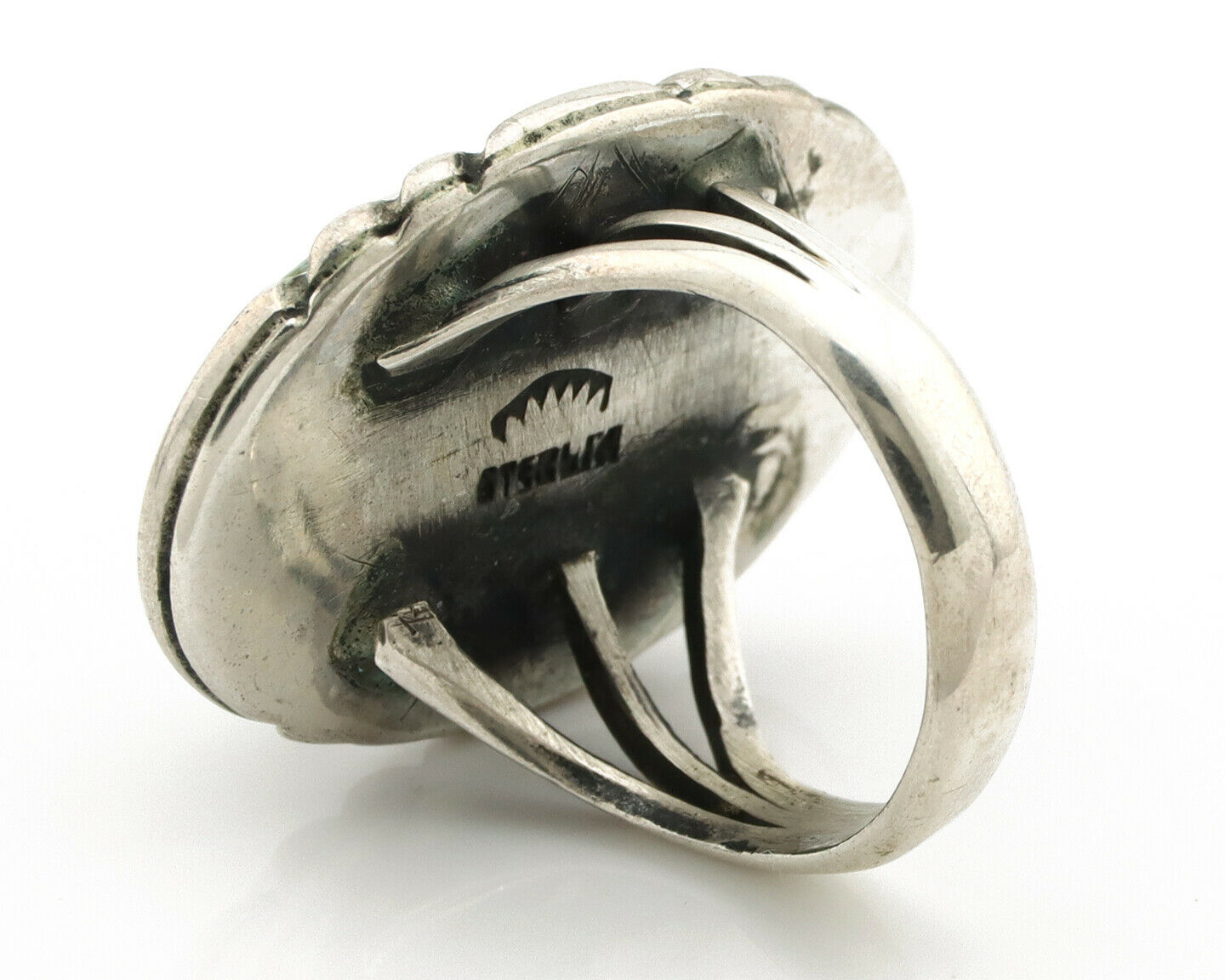 Navajo Ring .925 Silver Turquoise Mountain Apache MFG C.80's
