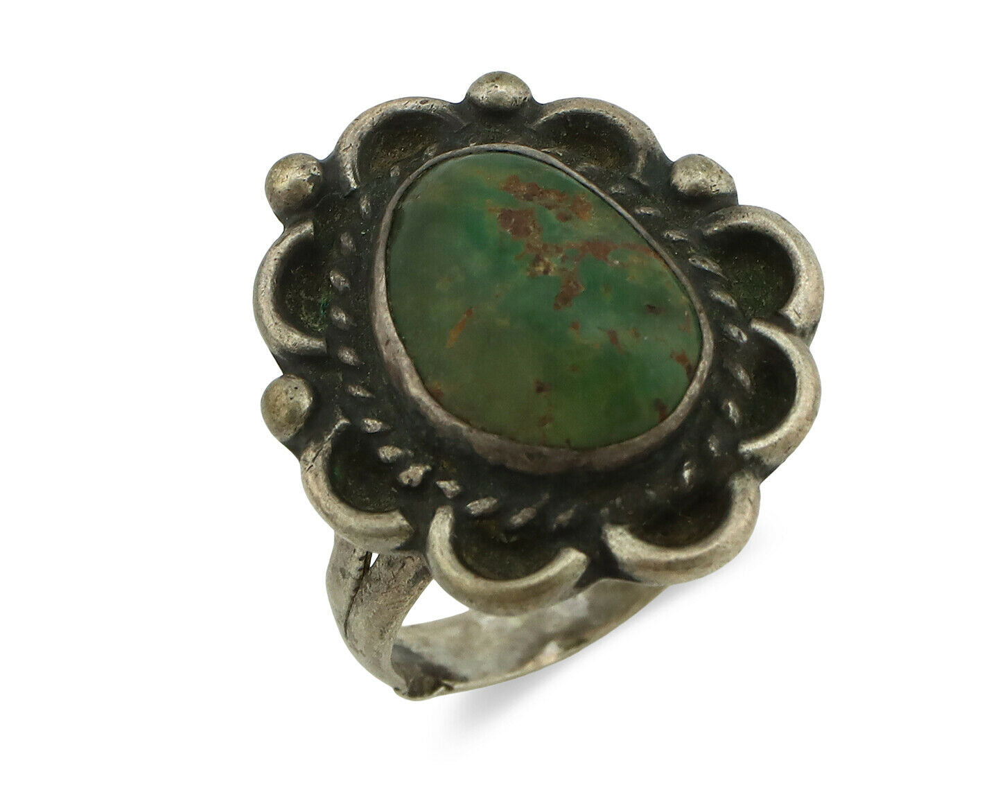 Navajo Ring .925 Silver Natural Turquoise Native American Artist C.80's