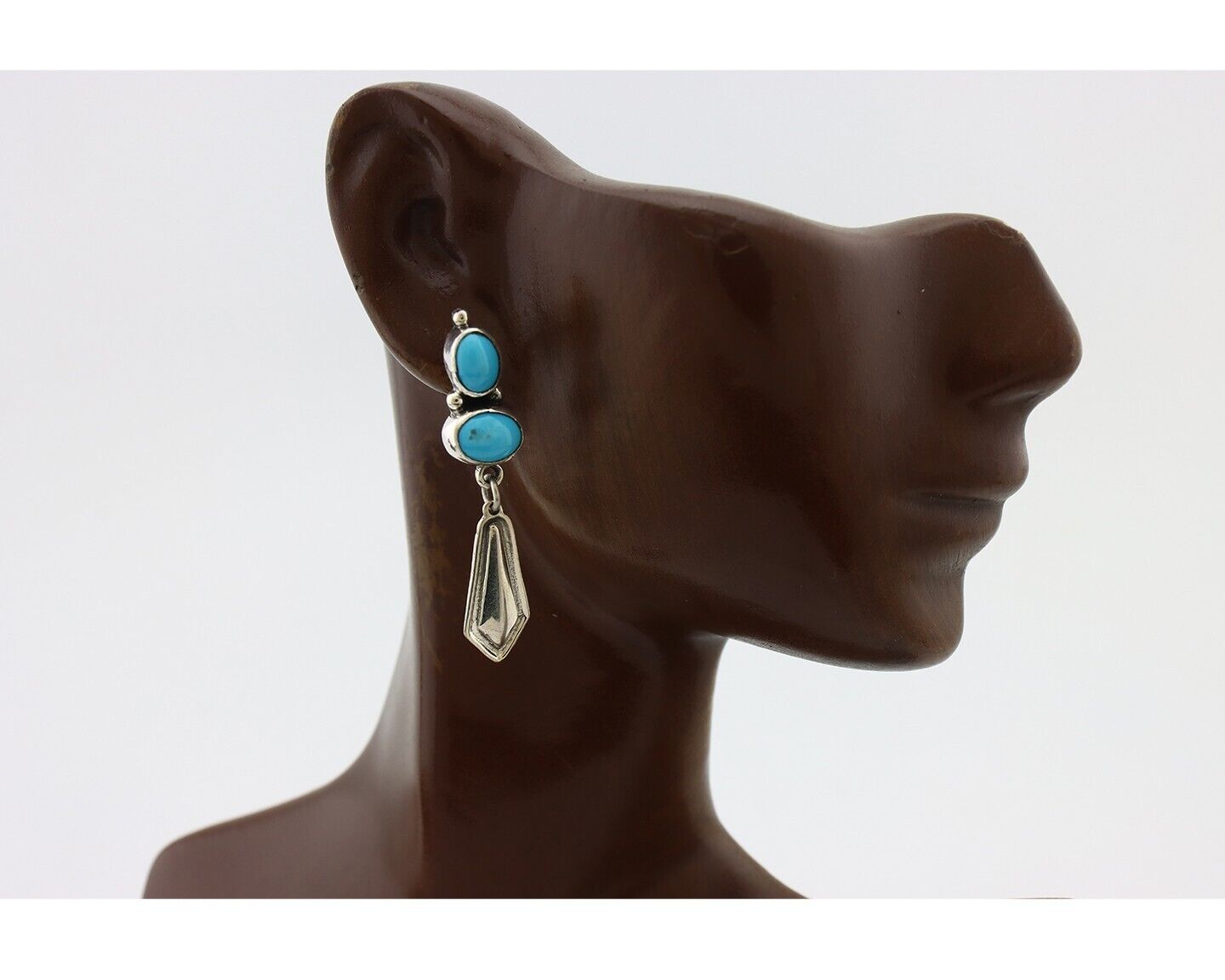 Navajo Earrings 925 Silver Natural Blue Turquoise Native American Earrings C80's