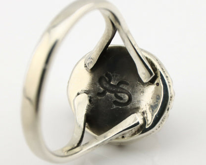 Navajo Ring .925 Silver Kingman Turquoise Artist Signed Gecko C.90's