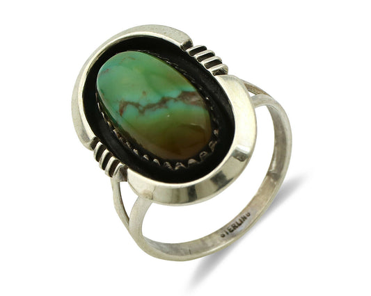 Navajo Ring .925 Silver Kingman Turquoise Native Artist C.1980's