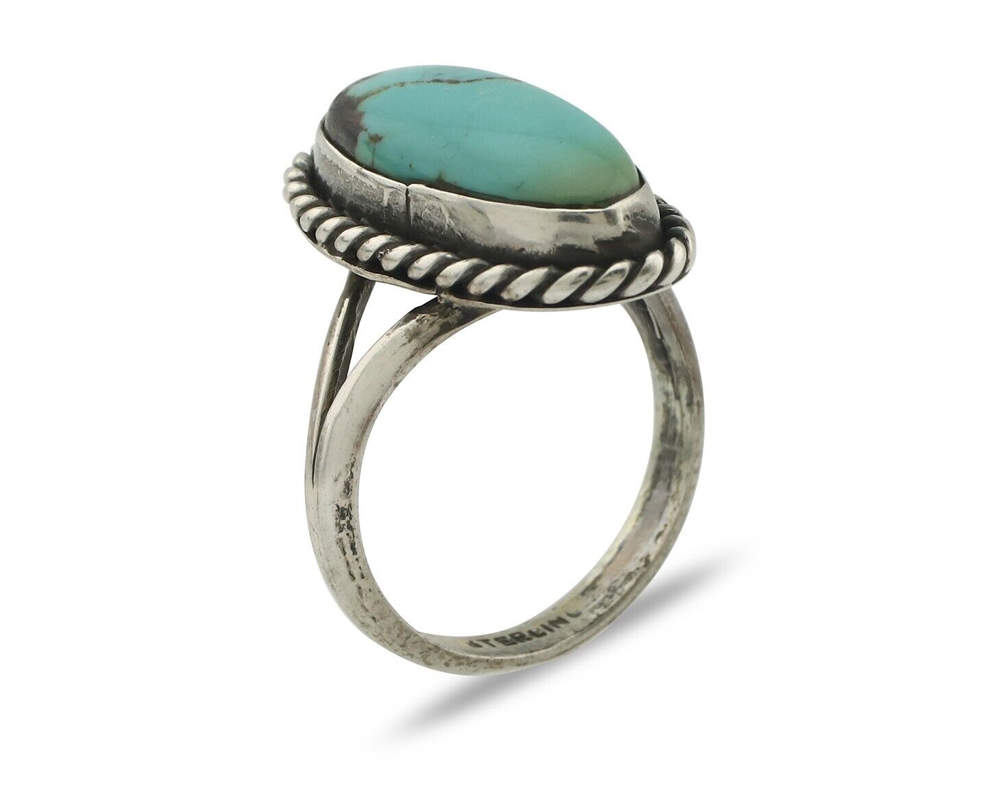 Navajo Handmade Ring .925 Silver Southwest Turquoise Native Artist C.80's
