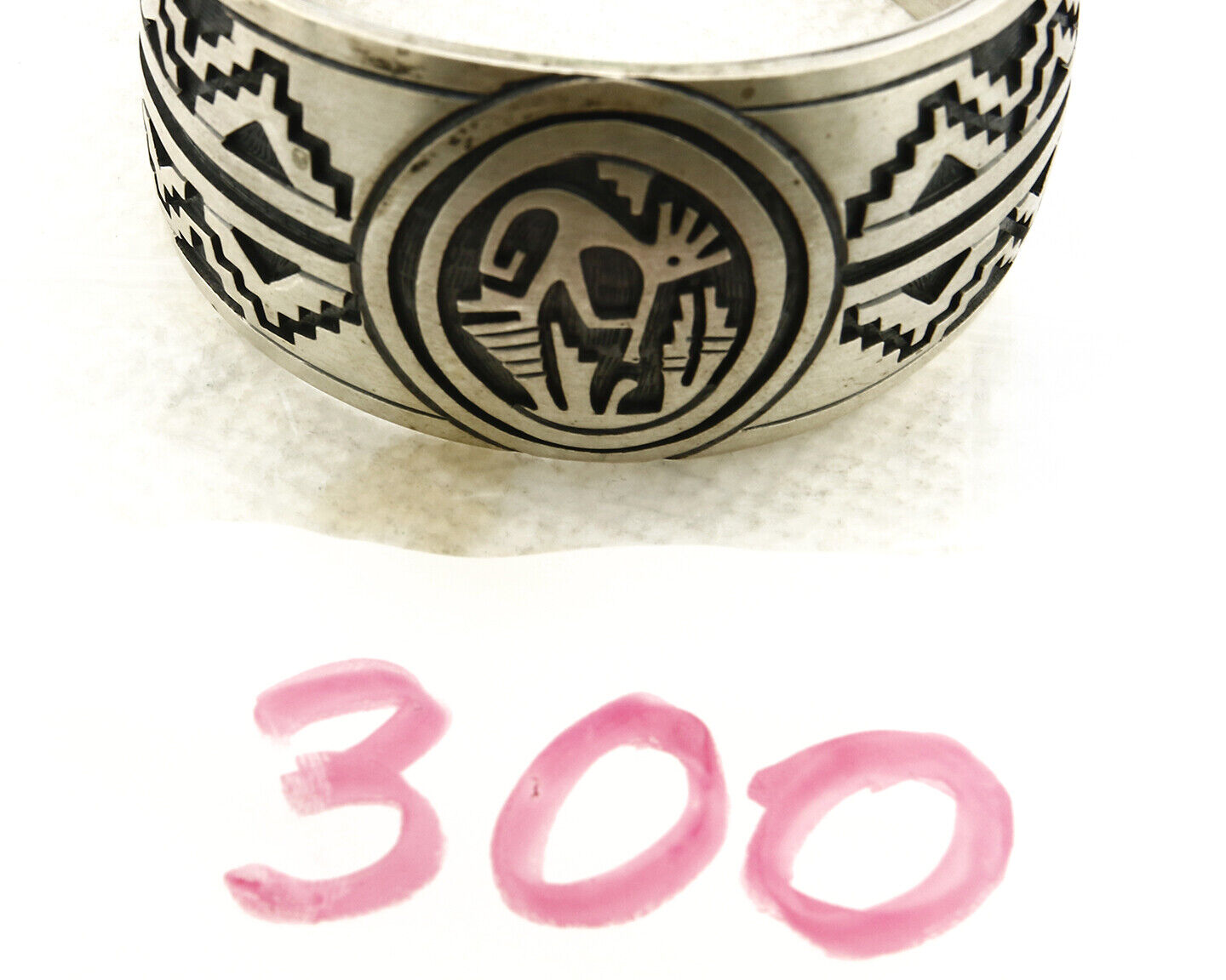 Navajo Lowell Draper Bracelet .925 Silver C.80's Overlay Kokopelli Pattern