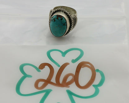 Navajo Ring .925 Silver Kingman Turquoise Artist Signed C Montoya C.80's