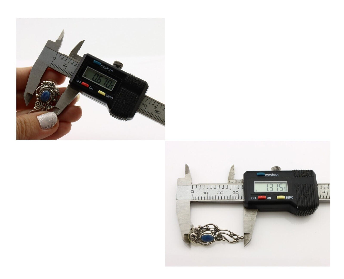 Navajo Earrings 925 Silver Natural Mined Denim Lapis Native American Artist C80s