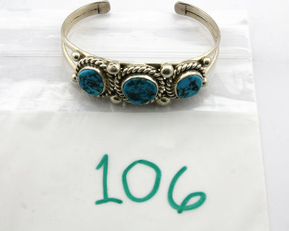 Navajo Bracelet .925 Silver Sleeping Beauty Turquoise Native C.80's