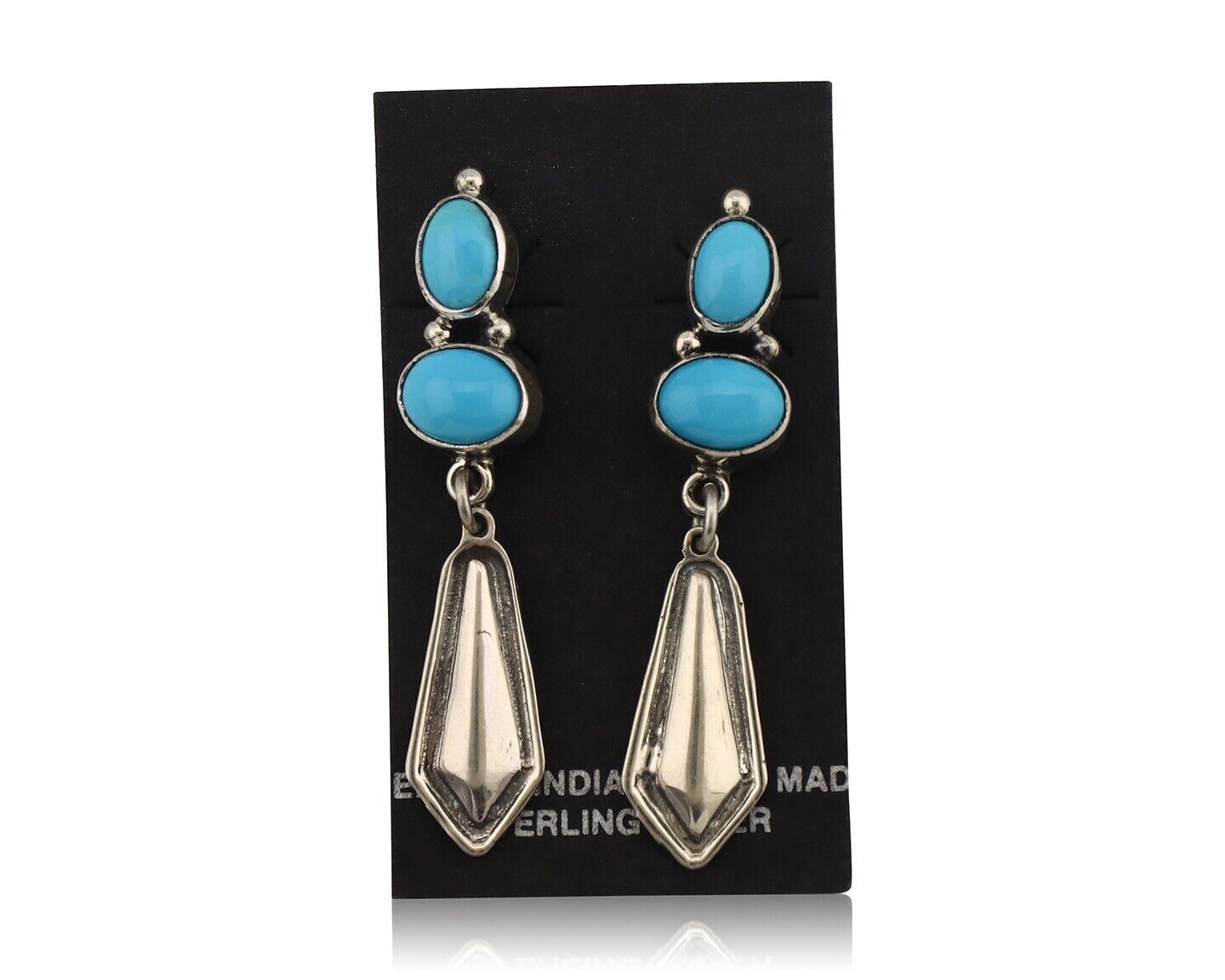 Navajo Earrings 925 Silver Natural Blue Turquoise Native American Earrings C80's