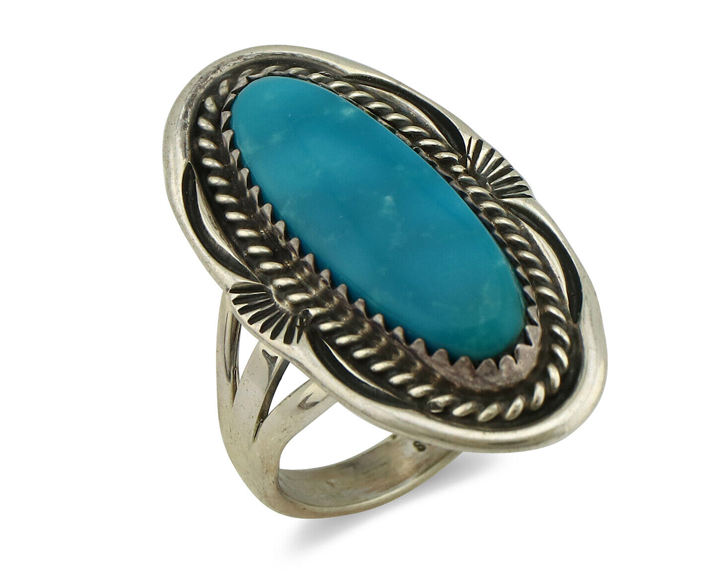 Navajo Ring 925 Silver Southwest Blue Turquoise Artist Signed Begay C.80's