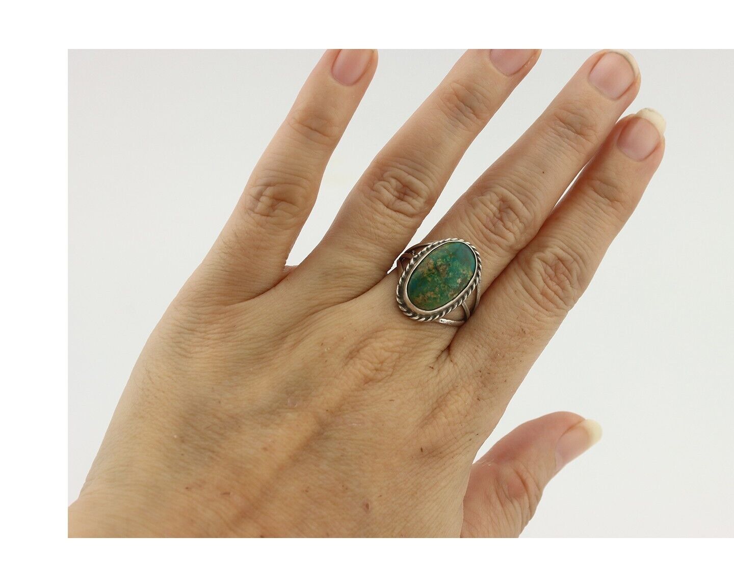 Navajo Handmade Ring .925 Silver Arizona Turquoise Native Artist C.80's