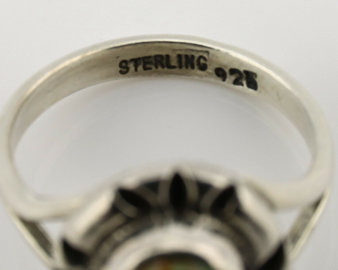 Navajo Ring .925 Silver Kingman Turquoise Artist Signed Gecko C.90's