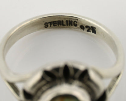 Navajo Ring .925 Silver Kingman Turquoise Artist Signed Gecko C.90's