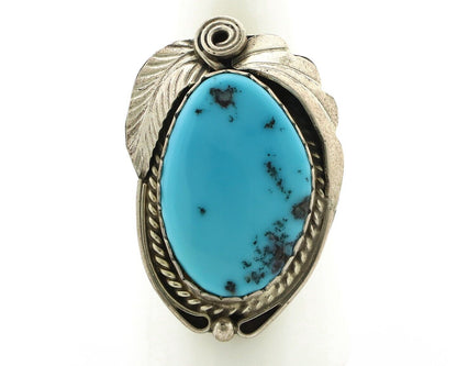 Navajo Ring 925 Silver Natural Blue Turquoise Artist Signed Justin Morris C.80's