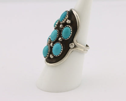 Navajo Ring .925 Silver Natural Blue Turquoise Artist Signed L Henderson C.80's