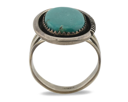 Navajo Ring .925 Silver Kingman Turquoise Native American Artist C.1980s