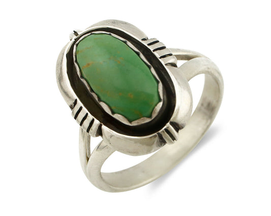 Navajo Ring .925 Silver Kingman Turquoise Handmade Native American Artist C.80's
