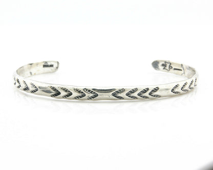 Navajo Bracelet .925 Silver Hand Stamped Arrow Head Artist I Montoya C80s